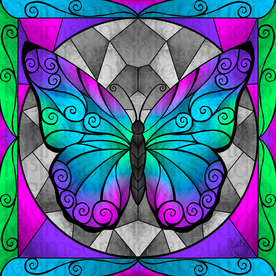 🦋ASMR iPad Painting | Stained Glass Swirled Butterfly | Pencil Sounds | No Talking 🦋