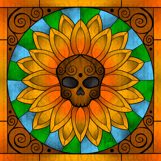 🌻💀 ASMR iPad Painting | Stained Glass Skull Sunflower | Pencil Sounds | No Talking 💀🌻