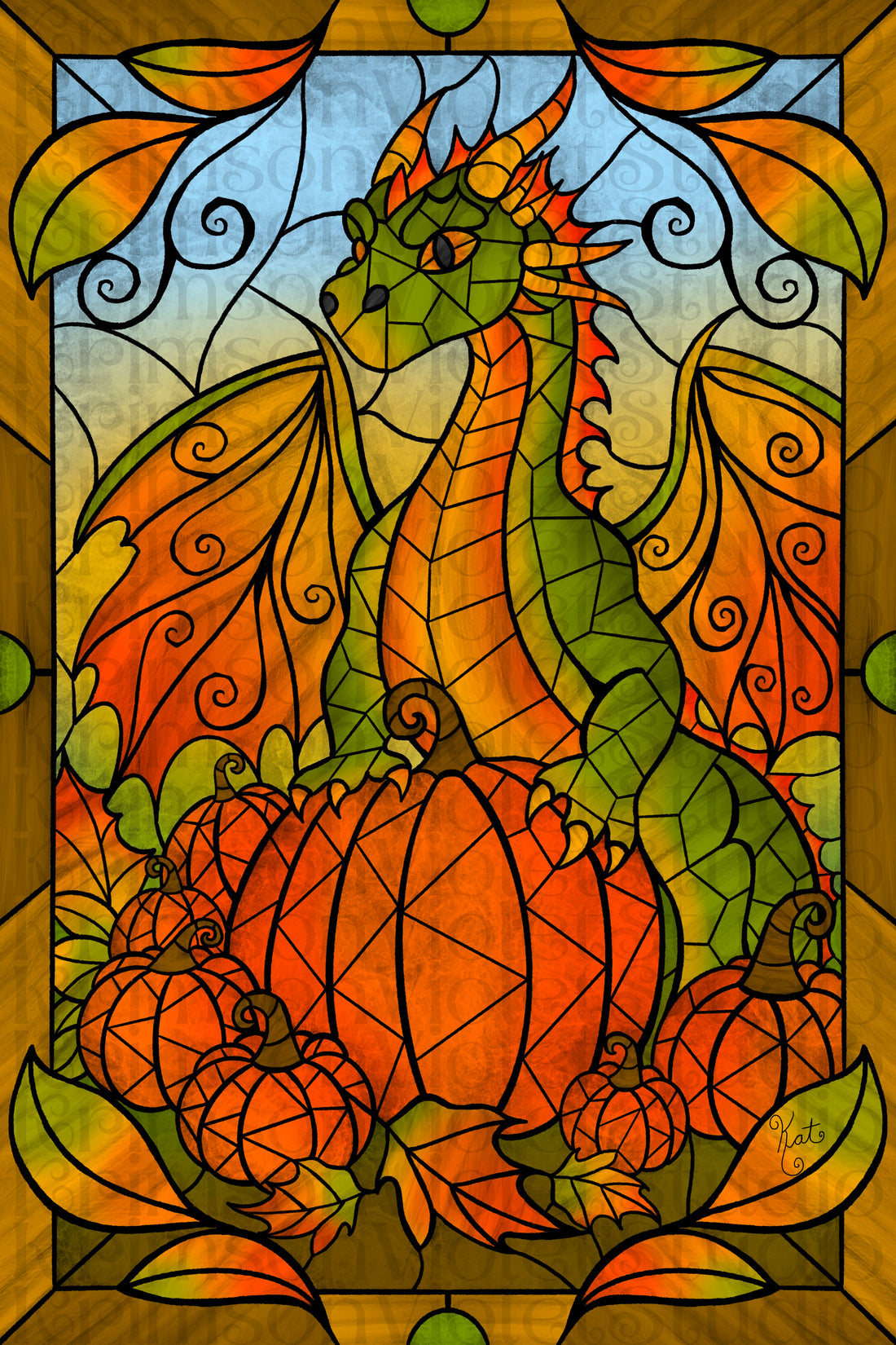 🐉🍁ASMR iPad Painting | Stained Glass Autumn Dragon | Pencil Sounds