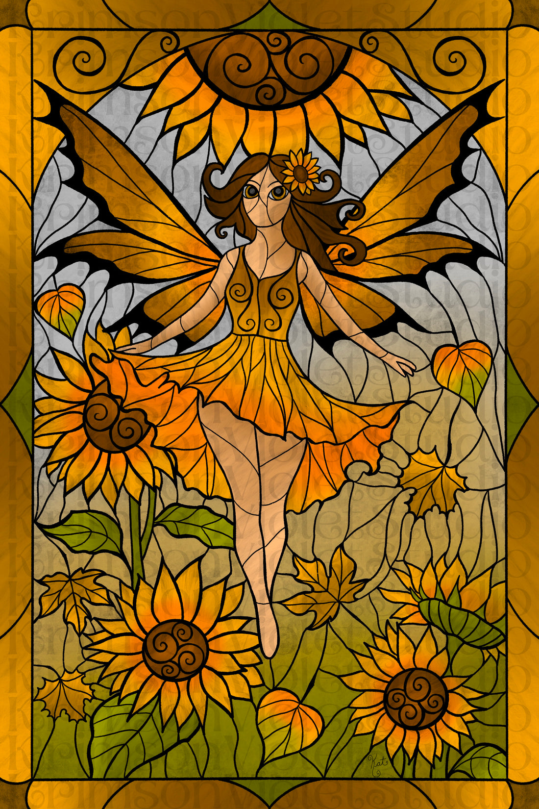 🌻🧚ASMR iPad Painting | Stained Glass Sunflower Fairy | Pencil Sounds