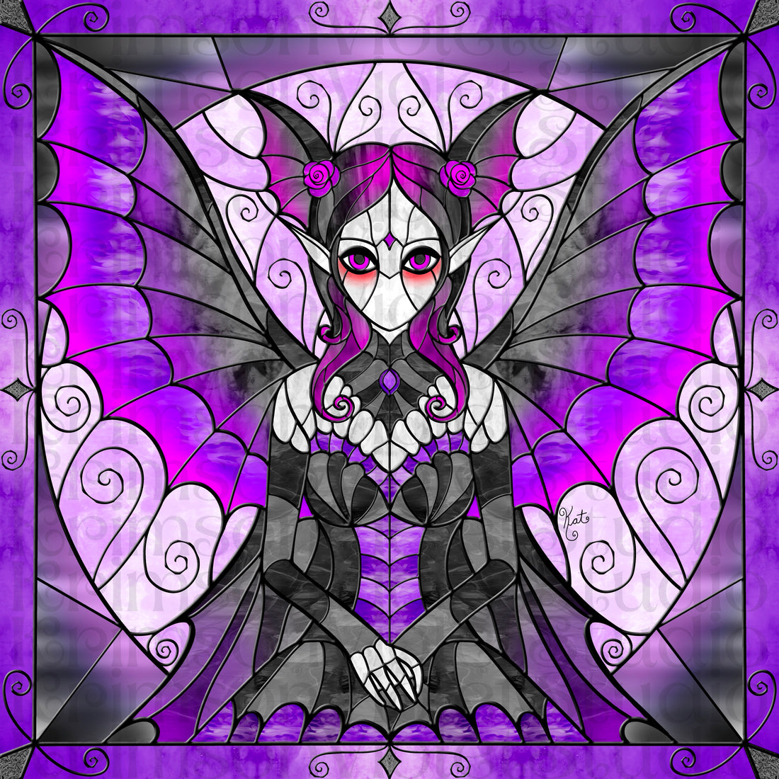 ASMR iPad Painting | Stained Glass Violet Vampire Fairy | Pencil Sounds