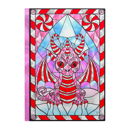 Stained Glass Candy Cane Dragon | Artist Signature | Hardcover Journal