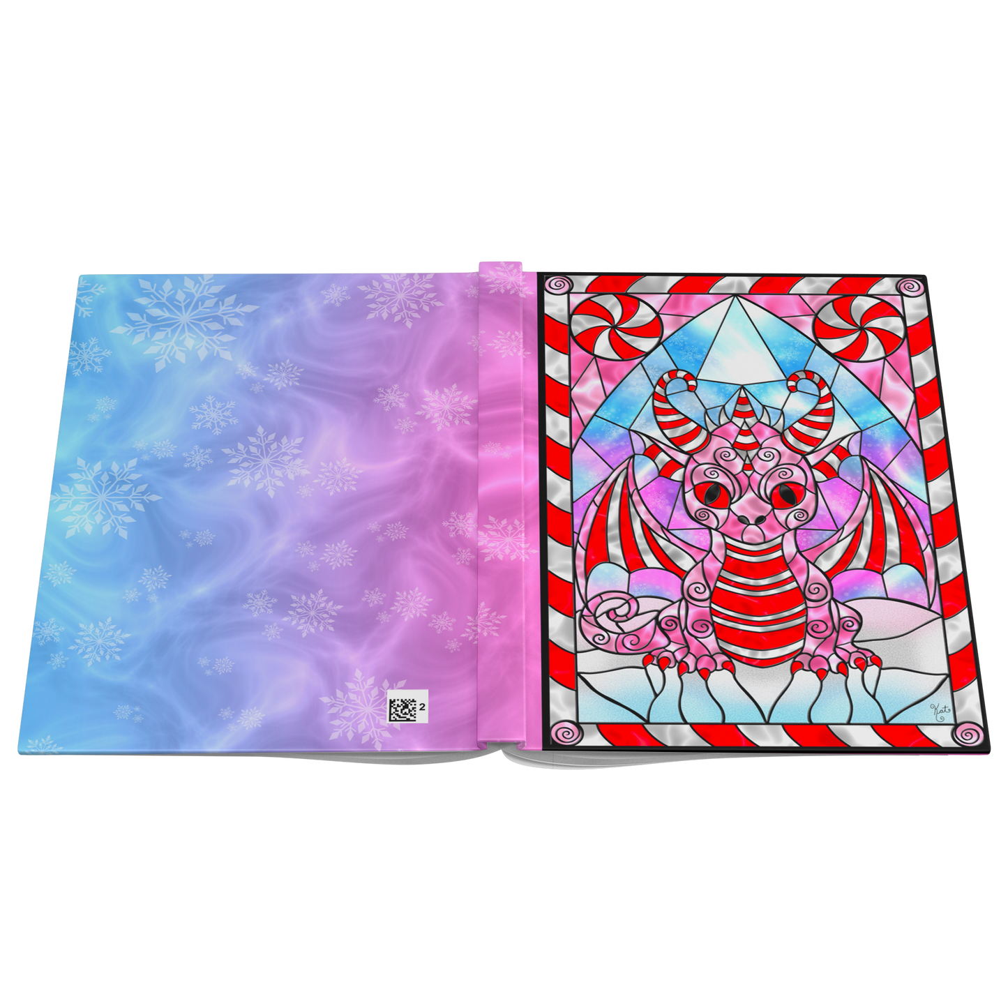 Stained Glass Candy Cane Dragon | Artist Signature | Hardcover Journal