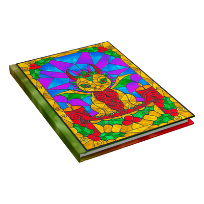 Stained Glass Golden Holly Berry Dragon | Artist Signature | Hardcover Journal