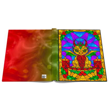 Stained Glass Golden Holly Berry Dragon | Artist Signature | Hardcover Journal