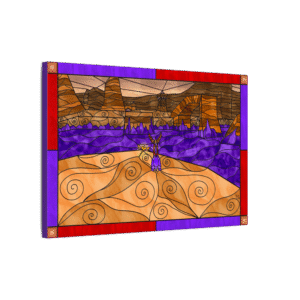 Stained Glass Gamer Dragon Landscape - Peace Keepers - Original Digital Artwork on Canvas