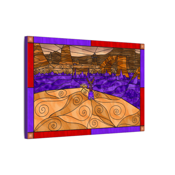 Stained Glass Gamer Dragon Landscape - Peace Keepers - Original Digital Artwork on Canvas